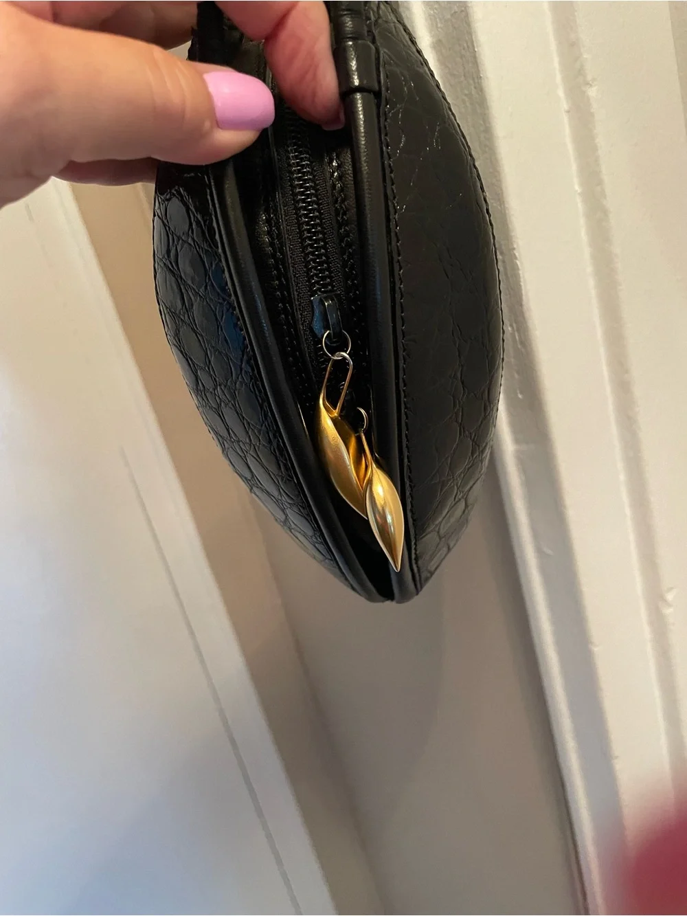 Women's Black Crocodile evening Shoulder Bag
